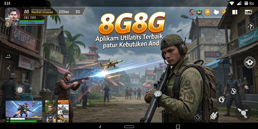 Tampilan aplikasi 8G8G dengan berbagai fitur utilitas.