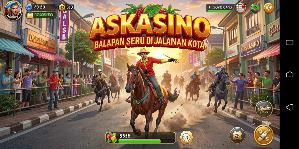 Tangkapan layar menampilkan aksi balap mendebarkan di ASKASINO.