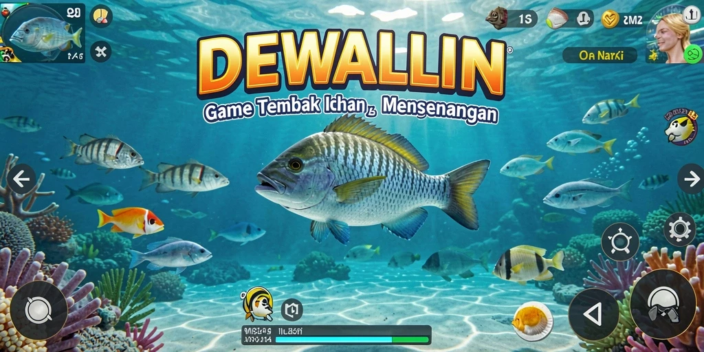 Screenshot gameplay DEWALIN menunjukkan keseruan menembak ikan.