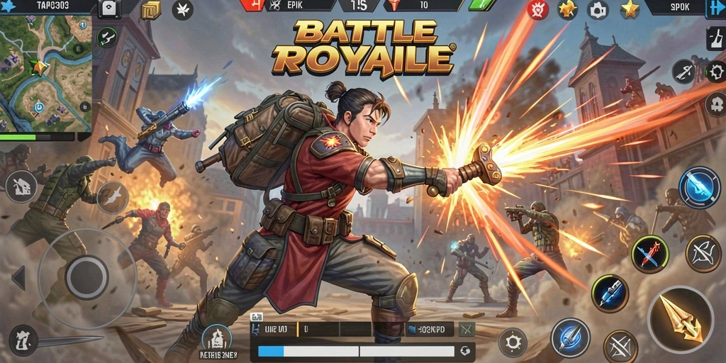 Screenshot MPO303 menampilkan aksi seru dalam pertarungan Battle Royale.