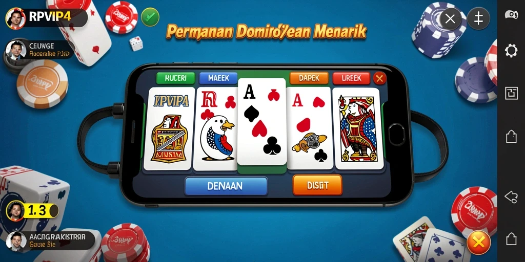 Gameplay RPVIP4 yang seru dan kompetitif dalam permainan Domino.