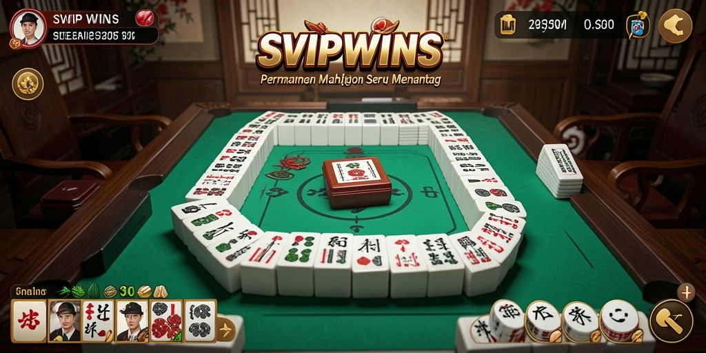 Tangkapan layar permainan Mahjong dengan desain yang menarik.