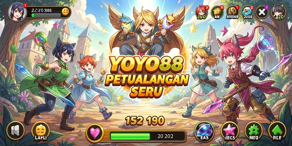 Tampilan gameplay seru dari YOYO88 dengan karakter Anime menarik.
